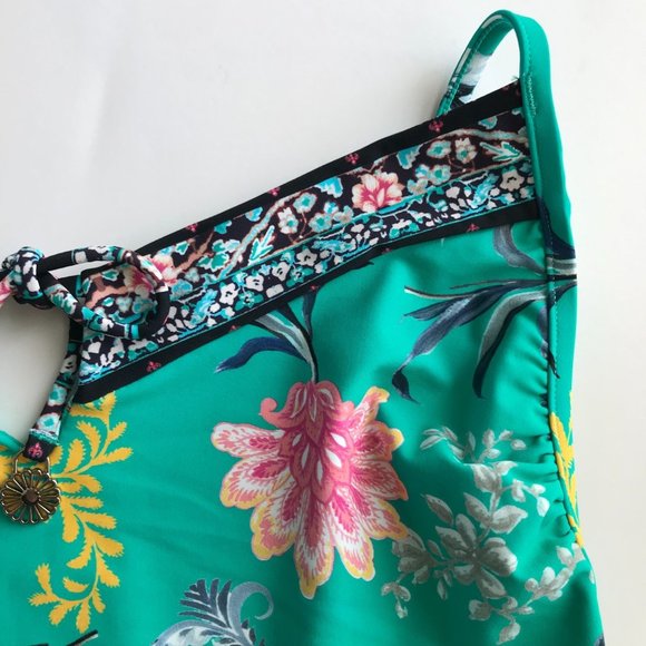 NWT SEAFOLLY One Piece Swimsuit - Aqua w/ Floral Paisley Print - Women's Size 4 - Picture 8 of 8